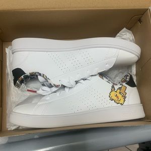 Adidas X Pokemon Advantage Mens Cloud White Leather Tennis Shoes